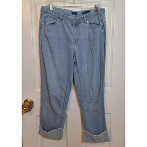 J Jill Light Acid Washed Denim Cropped Cuffed Mid Rise Jeans Authentic Fit Sz 10